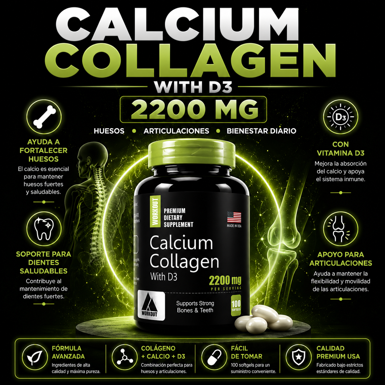 Calcium collagen with D3