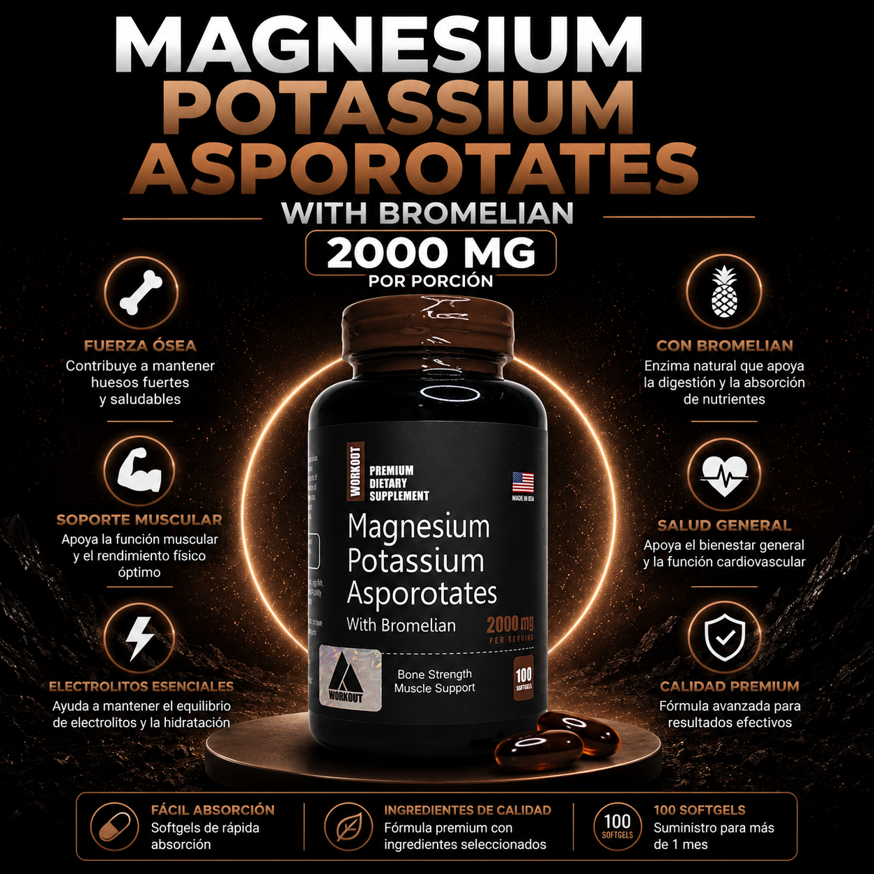Magnesio y potasio +asporotates